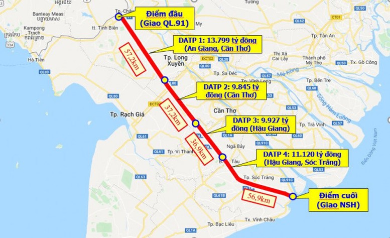 Cao tốc Châu Đốc-Cần Thơ-Sóc Trăng thiếu cát, chậm tiến độ